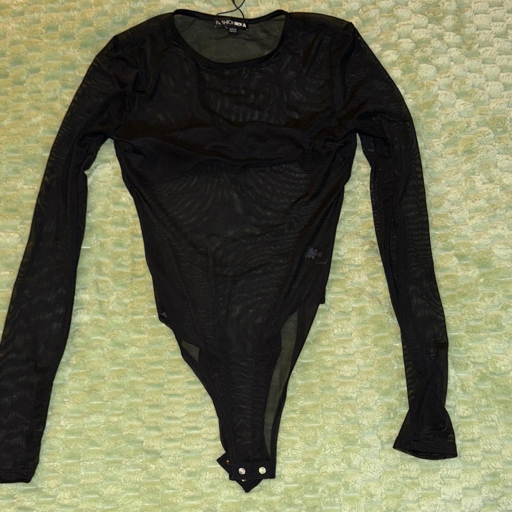 Fashion Nova Black Sheer Bodysuit
